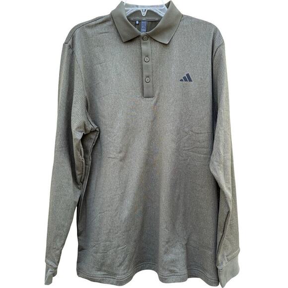 Adidas Golf Polo Olive Green Long Sleeve Medium NWT - Picture 2 of 9